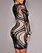 Cfanny Women's Lace Nude Illusion See Through Sleeves Bodycon Dress,Black,XL