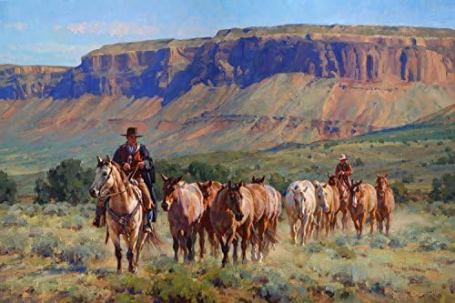 Jason Rich Studios 'Red Rock Remuda' Western Wall Art Giclée Canvas Prints | Buckaroo Series | Award Winning Artist | Member of Cowboy Artists of America (Collector's Edition (24x36))