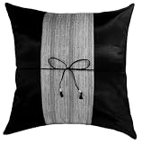 Artiwa Black & Gray 16x16 Decorative Silk Throw Pillow Cover