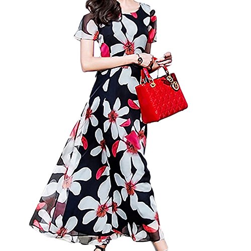 (ディーコッテ)D'Kotte レディース 春 夏 ワンピース ドレス ロング マキシ シフォン ボヘミアン 花柄 neaa309