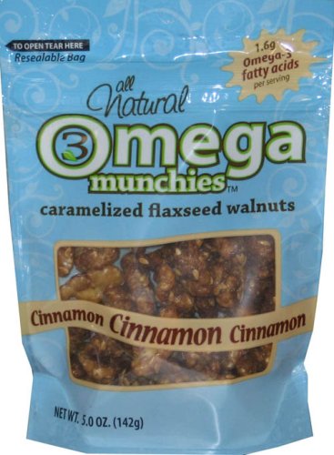Good Sense Omega Munchies, Caramelized Flaxseed Walnuts, Cinnamon, 5-Ounce Bags (Pack of 6)