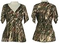 LOVE TEASE Stretch Metallic Printed Top, Small, Peacock/Ivy