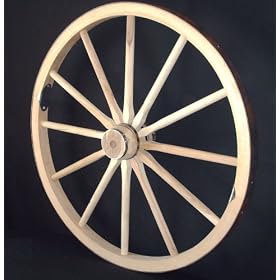 Amish Handcrafted Authentic Large 36 Inch By 2 Inch Steam Bent Decorative Solid Hickory Wooden Wagon Wheel for Light Duty Use - Home and Garden Decor - Chandelier - Props - School Productions