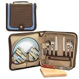 Picnic Time Piatto Driftwood Service For 2 w Plates, Napkins, and Flatware (Driftwood)