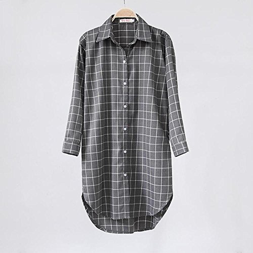 i-select 秋 カジュアル ガーリー かわいい チェック 長袖 ひざ丈 シャツワンピース 全4色 S M L XL