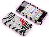 Smile Case Hello Kitty Zebra Design Bling Rhinstone Crystal Jeweled Snap on Full Cover Case for AT amp T Ver