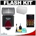 Vivitar High Power Auto Flash DF-383 with Bounce & Swivel Head + STO-FEN + (4) AA Batteries & Charger + Cleaning Kit for for Olympus Evolt E-3, E-30, E-620, E-520, E-510, E-450, E-420, E-410 Digital SLR Cameras
