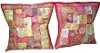 2 Decorative Sequin India Sari Pillows Cushion Covers