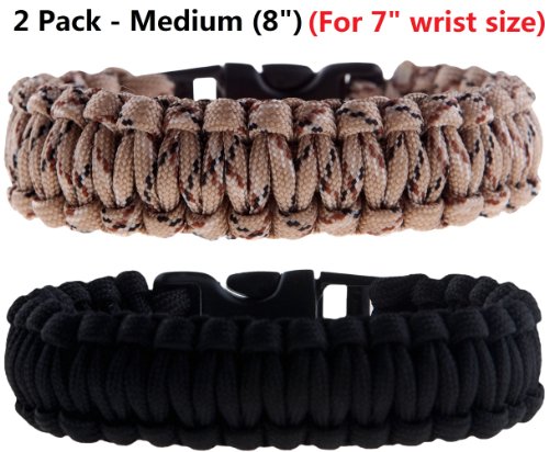 2 Pack of Premium Paracord / Para-cord Survival Bracelets 8