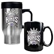 Sacramento Kings Stainless Steel Travel Mug & Black Ceramic Mug Set - Primary Logo NBA Basketball