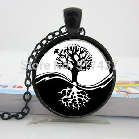Pretty Lee 2015 New Fashion Glass Dome Necklace Sliver Yinyang Necklace Tree Of Life Pendant Glass Art Picture Necklace