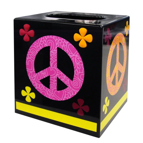 Allure Home Creations Peace Out Printed Plastic with PVC Pad Tissue Box