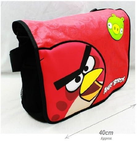 Angry Birds Red Bird and Green Pig School Messenger Bag with shoulder strap