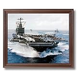USS John C Stennis Aircraft Carrier Naval Ship Military Wall Picture Cherry Framed Art Print
