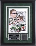 Dale Earnhardt Jr. and Artist Stephen Balok Framed Autographed 11x14 Lithograph with Tire