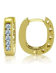 Channel Set Diamond Huggie Hoop Earrings 14k Yellow Gold (0.42 Cttw, H Color, I-SI Clarity)