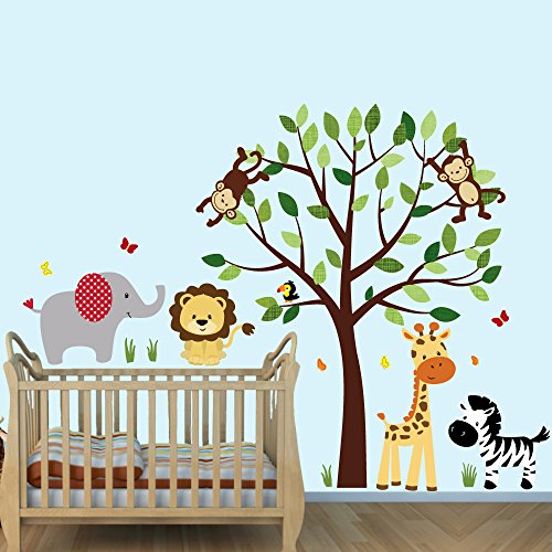 Evergreen Jungle Tree Wall Decals Jungle Stickers Vinyl Tree