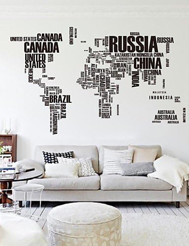 190cm*116cm Large World Map Wall Stickers Original Zooyoo95ab Letters Map Wall Art Bedroom Wall Decals