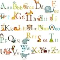 Animals Alphabet Baby Nursery Peel & Stick Wall Art Sticker Decals for Boys and Girls