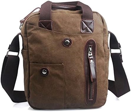 QianYing Men's Vintage Canvas Shoulder Everyday Bag Brown