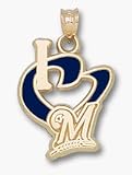 Milwaukee Brewers 3/4 I Heart M Enamel Pendant - 10KT Gold Jewelry