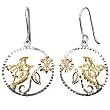 Hummingbird Flower 18k Yellow, White & Rose Gold Round Drop Earrings - Dahlia Classic Collection Hummingbird Flower 18k Yellow, White & Rose Gold Round Drop Earrings - Dahlia Classic Collection
