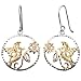 Hummingbird Flower 18k Yellow, White & Rose Gold Round Drop Earrings - Dahlia Classic Collection
