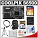 Nikon Coolpix S6500 Wi-Fi Digital Camera (Black) with 32GB Card + Case + Battery + Tripod + HDMI Cable + Accessory Kit