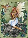 Blackberry Hummingbird Fairy Gargolye Sticker by Jane Starr Weils
