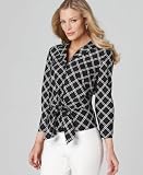Jones New York Signature Shirt, Plaid Tie Front Blouse