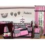 Pink and Black Madison Girls Boutique Baby Bedding - 9pc Crib Set