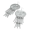 Large Drop Pierced Fashion Earrings Antique Silver