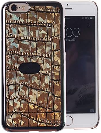 [Gold] Luxury Genuine Leather Crocodile [Hologram] Patterned [Back Pocket Rigid Case] Wallet Case for Apple iPhone 6 4.7inches