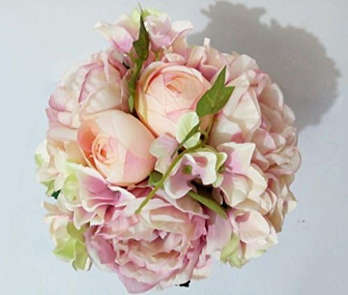 Wedding Bride Bridesmaid Hand Holding Flower Bouquets Floral Bundles Table Centerpiece Home Room Garden Bridal Party Decorations Pink