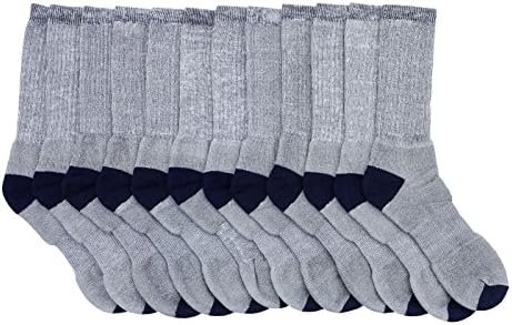 Men's Merino Wool Sock 6 Pair Gray Warm Thermal Sport Dress Hiking Camp Sz 10-13