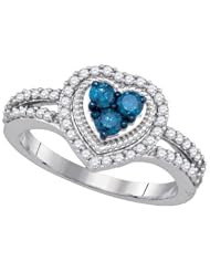 0.77CTW BLUE DIAMOND FASHION HEART RING