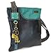 Chala Handbag Xbody Swing Bag, Crossbody Swing Bag, FAUX Leather, 2 Tone (Dog, Teal/Black)
