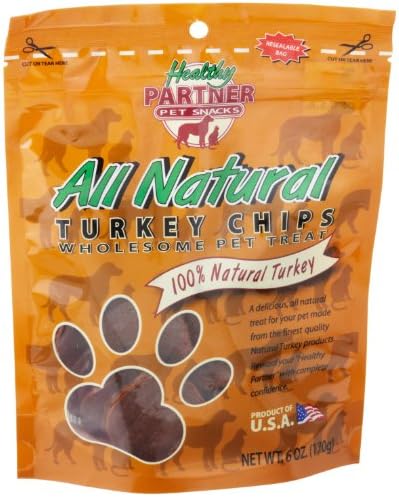 Healthy Partner Pet Snacks All Natural Turkey Chips, 6-Ounce Bags (Pack of 4)