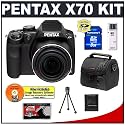 Pentax X70 12 Megapixel Digital Camera with 24x Zoom + 8GB SDHC Card + Precision Design Accessory Kit