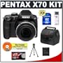 Pentax X70 12 Megapixel Digital Camera with 24x Zoom + 8GB SDHC Card + Precision Design Accessory Kit