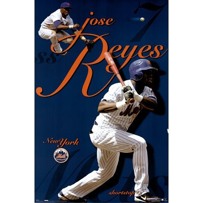 Professionally Framed New York Mets (Jose Reyes) Sports Poster Print - 24x36 with RichAndFramous Black Wood Frame