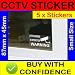 5 x Small - Monitored by CCTV Video Recording Camera Security Warning Window Stickers-Self Adhesive Vinyl Sign