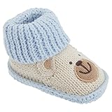 赤ちゃん・ベビー用 ボーイズ テディーベア 綿100% スリッポンブーティー 赤ちゃん靴 男の子 (ワンサイズ) (ベージュ/ブルー)