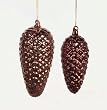 Pack of 12 Nature's Peace Brown Glitter Pine Cone Glass Christmas Ornaments 6.5"
