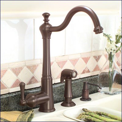 Oil Rubbed Bronze Single Handle Kitchen Faucet with Sprayer and Soap Pump