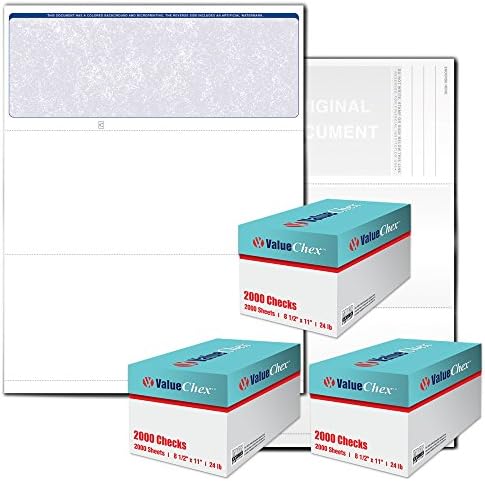 ValueChex Check Paper, Business Check On Top, Secure Blue Classic, 6000 Count (VS10BC-2822)