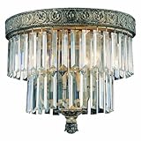 Eurofase 19356-013 Clairemont 3-Light Flushmount, Artisan Gold/Crystal