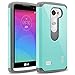 LG Leon Case, LG Tribute 2 Case, RANZ® Grey with Aqua Blue Hard Impact Dual Layer Shockproof Bumper Case For LG Leon LTE C40/ Tribute 2 (LS665) / Destiny L21G / Power L22C / Risio