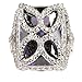 Emerald Cut Amethyst CZ Ring with Leaf Design title=