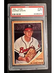 Collectibles: 1962 Topps Warren Spahn Braves (Baseball Card) # 100 PSA 7 - NM - Topps
